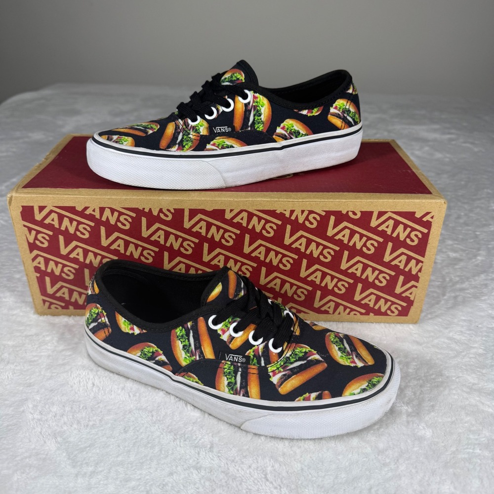Vans Authentic Late Night Pack Hamburger Black Skate Shoes Men's 4.5 Women 6